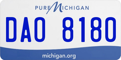 MI license plate DAO8180