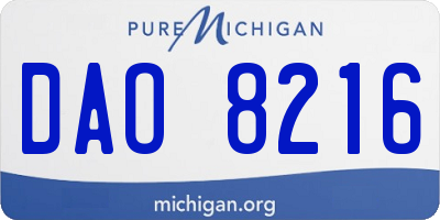 MI license plate DAO8216