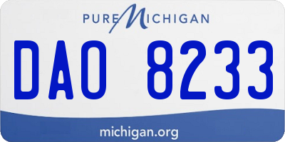 MI license plate DAO8233