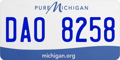 MI license plate DAO8258