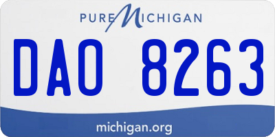 MI license plate DAO8263