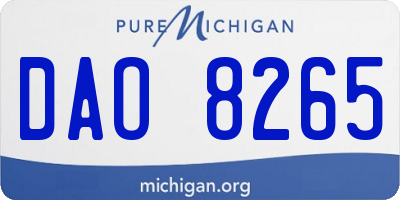 MI license plate DAO8265