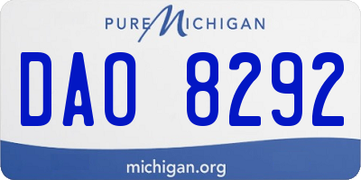 MI license plate DAO8292
