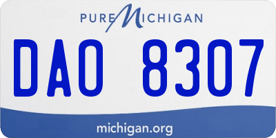 MI license plate DAO8307