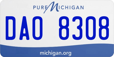 MI license plate DAO8308