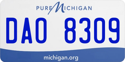 MI license plate DAO8309