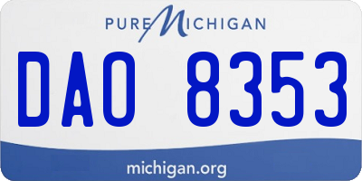 MI license plate DAO8353