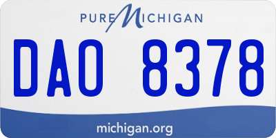 MI license plate DAO8378