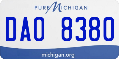 MI license plate DAO8380