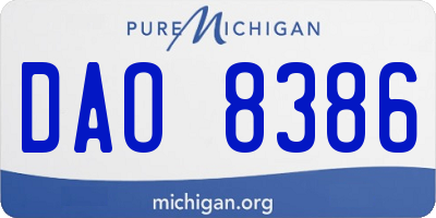 MI license plate DAO8386