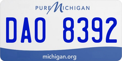 MI license plate DAO8392