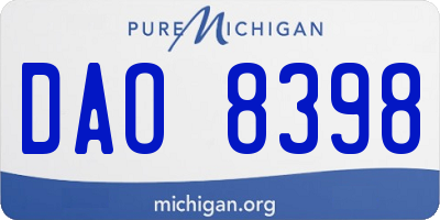 MI license plate DAO8398
