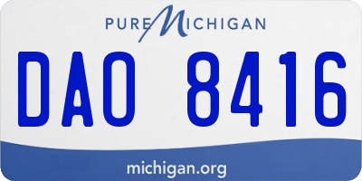 MI license plate DAO8416