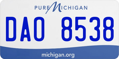 MI license plate DAO8538