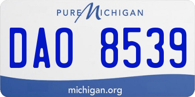MI license plate DAO8539
