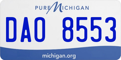 MI license plate DAO8553