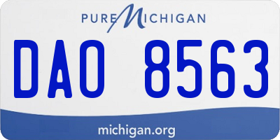 MI license plate DAO8563