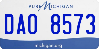 MI license plate DAO8573