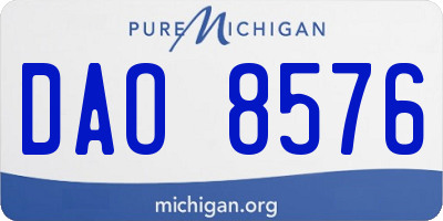 MI license plate DAO8576