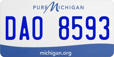 MI license plate DAO8593