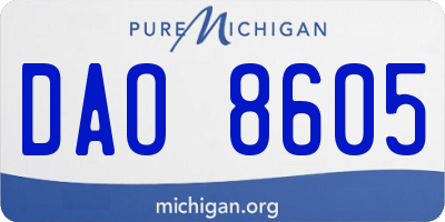 MI license plate DAO8605