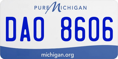 MI license plate DAO8606