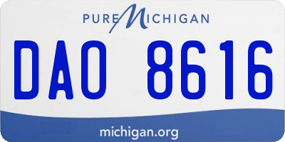 MI license plate DAO8616