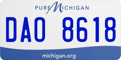 MI license plate DAO8618