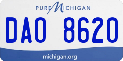 MI license plate DAO8620