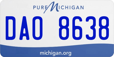MI license plate DAO8638