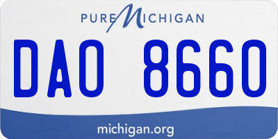 MI license plate DAO8660