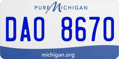 MI license plate DAO8670