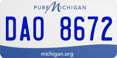 MI license plate DAO8672
