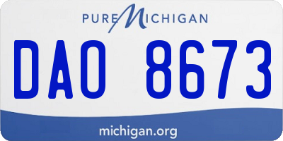 MI license plate DAO8673