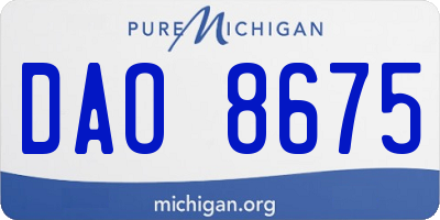 MI license plate DAO8675
