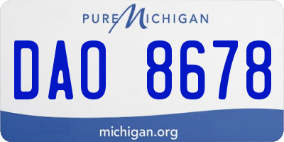 MI license plate DAO8678