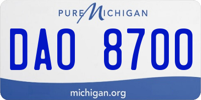 MI license plate DAO8700