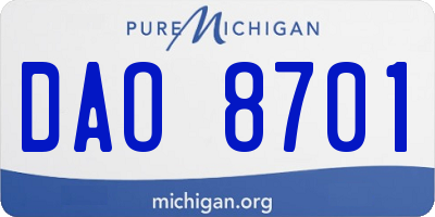 MI license plate DAO8701