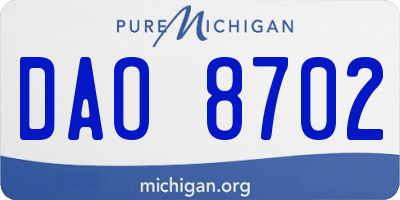MI license plate DAO8702