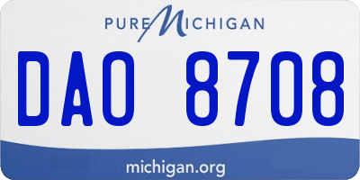 MI license plate DAO8708