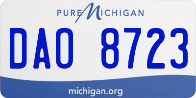 MI license plate DAO8723