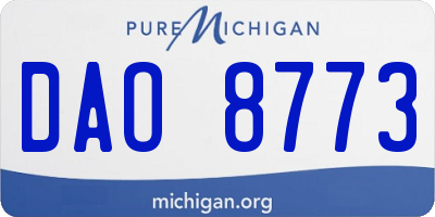 MI license plate DAO8773