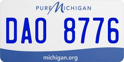 MI license plate DAO8776