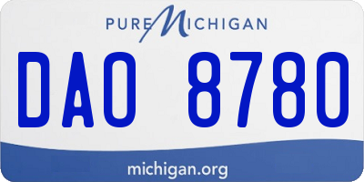 MI license plate DAO8780