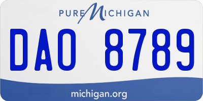 MI license plate DAO8789