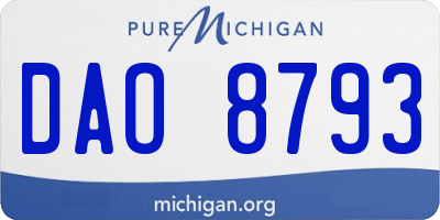 MI license plate DAO8793