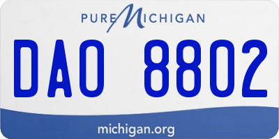 MI license plate DAO8802