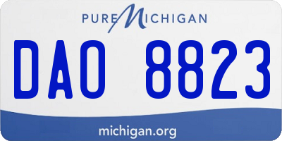 MI license plate DAO8823