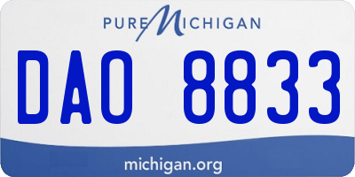MI license plate DAO8833