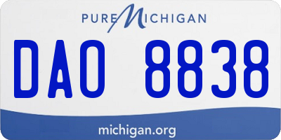 MI license plate DAO8838